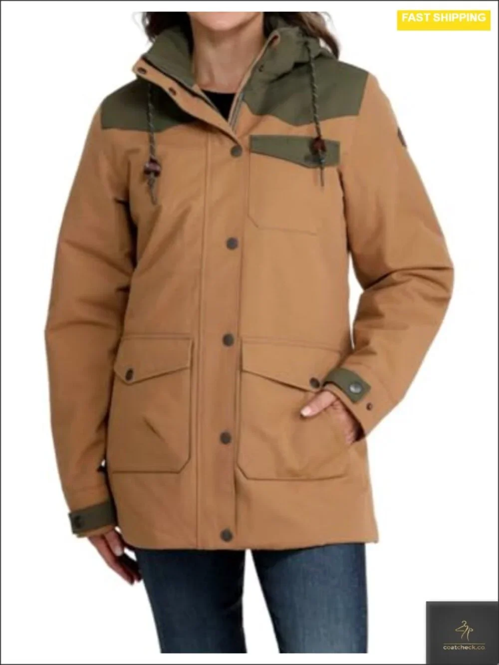 Barn Jacket 3/4 Sleeve Cotton Removable Hood